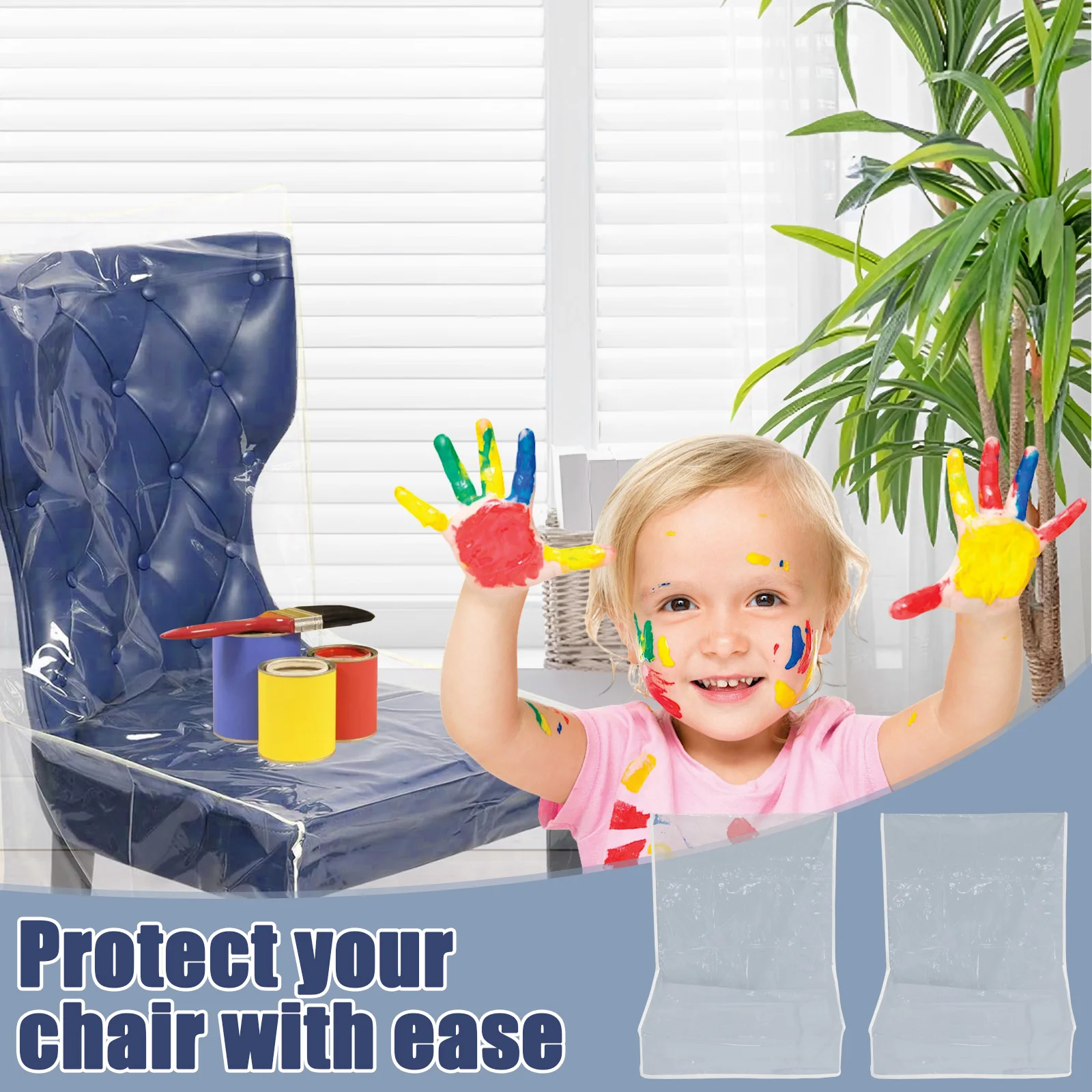 2/6Pcs Transparent Plastic Chair Cover Waterproof Dustproof Dining Room Chair Cover Thicken Scratch Resistant Seat Protector