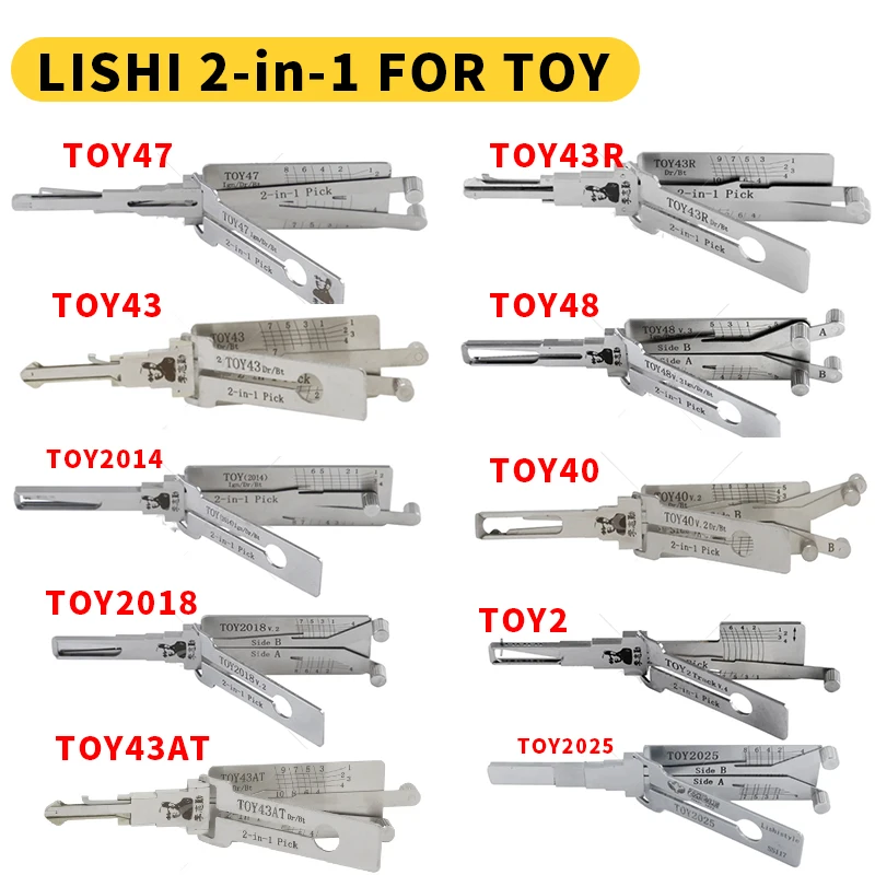 ชุดเครื่องมือเปิดประตูรถยนต์ Lishi 2in1 TOY43AT TOY48 TOY2 TOY2014 TOY2048 TOY43 TOY43R  เครื่องมือช่างกุญแจ 1