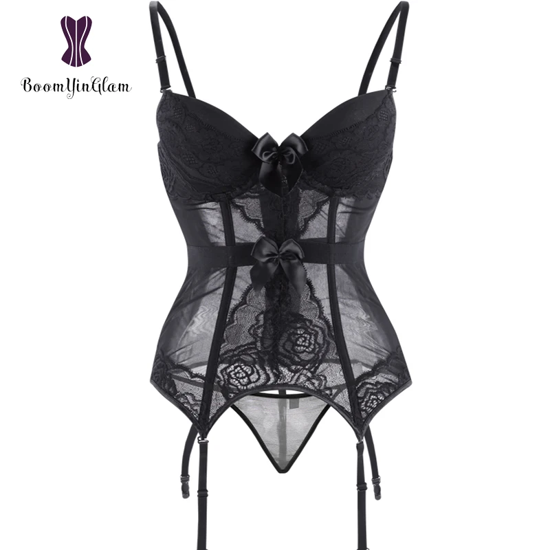 Padded Bra Lingerie Corset Sexy Women Night Wear Waist Trimmer Lace Transparent Elastic Boned Waist Slimming Underwear Bustiers body shaper,waist trainer,corset bustier top,waist corset,lace lingerie,lace corset