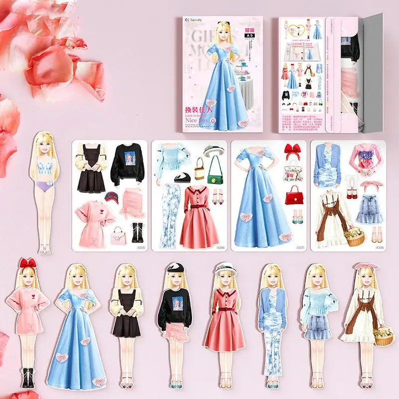 Creative Fashion Magnetic Dress Up Dolls Safe And Harmless Princess Dress Up Doll Set Portable Princess Paper Doll Gift