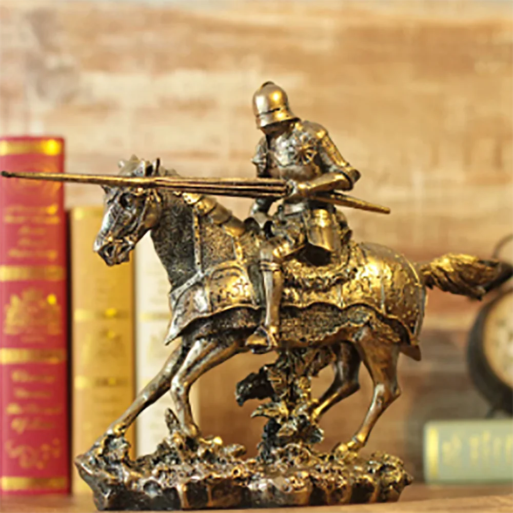 

ANCIENT EUROPEAN MEDIEVAL CAVALIER SCULPTURE HANDMADE RESIN KNIGHT STATUE ADORNMENT GIFT CRAFT FOR HOME DECOR AND ART COLLECTION