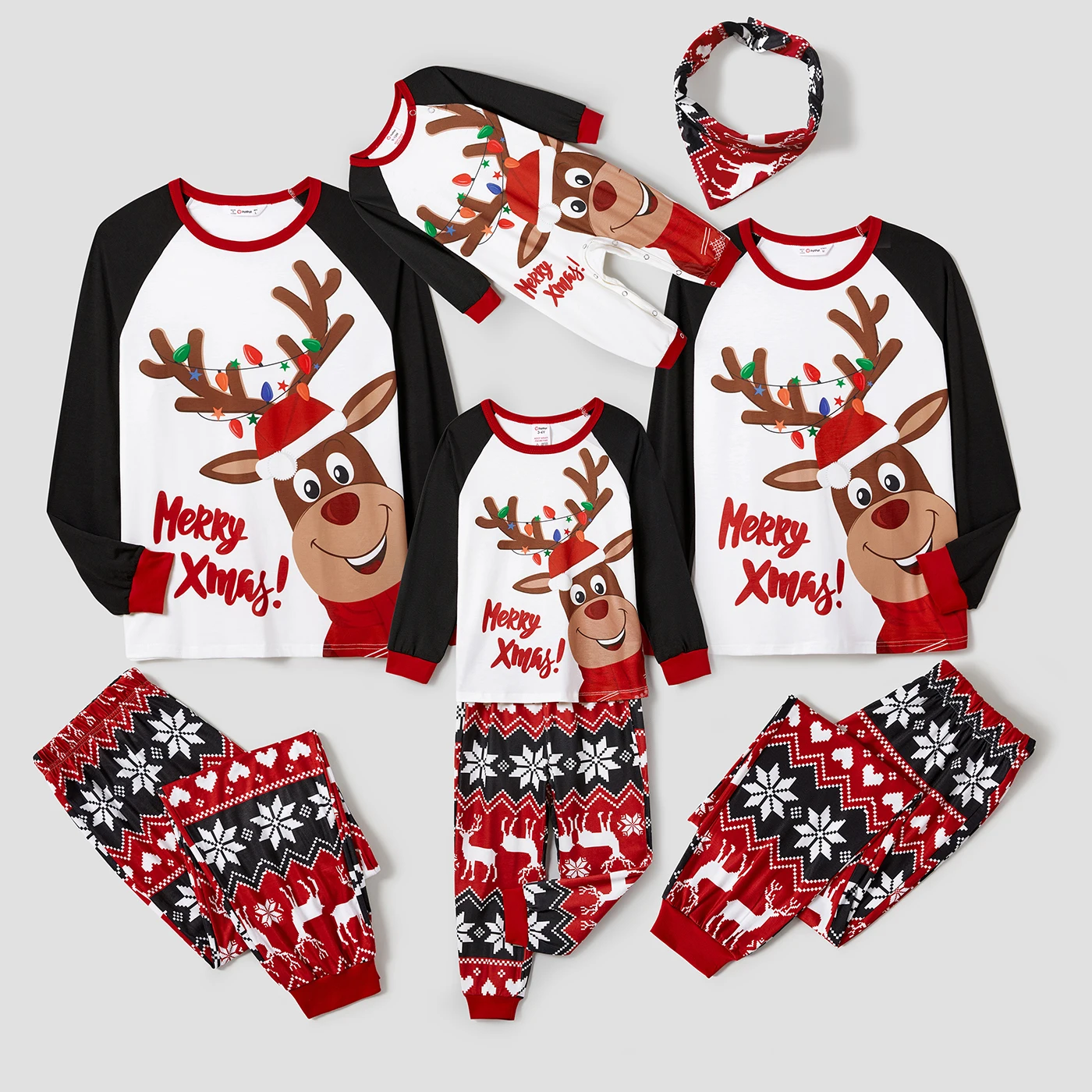 thumbnail image 5 of Conjuntos de pijamas a juego para toda la familia con estampado de renos navideños de PatPat (resistentes al fuego), 5 of 5