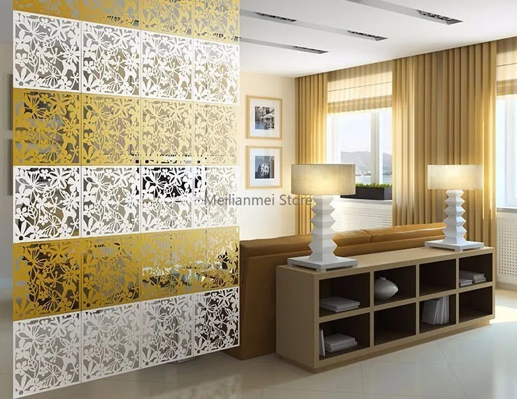 Room Divider Screen Chinese Folding Screen 8 PCs Living Room Decoration Hanging Panel Butterfly Flower and Bird PVC
