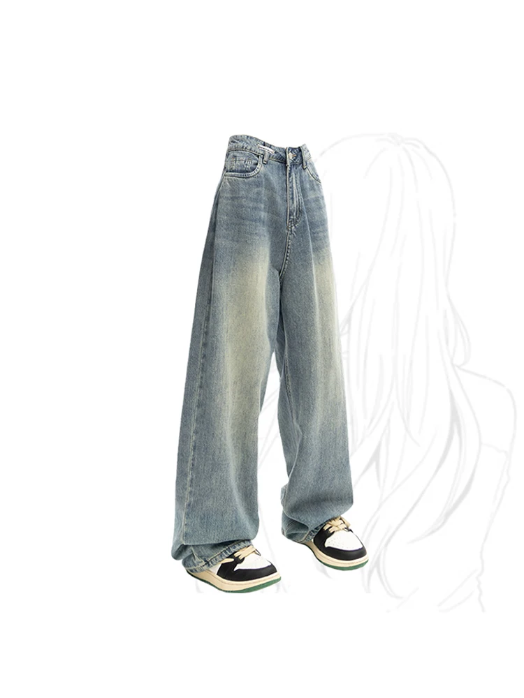 

2023 Women's Jeans High Waist Baggy Vintage Wide Leg Blue Pants Women Y2k Streetwear Korean Loose Straight Denim Trouser Female