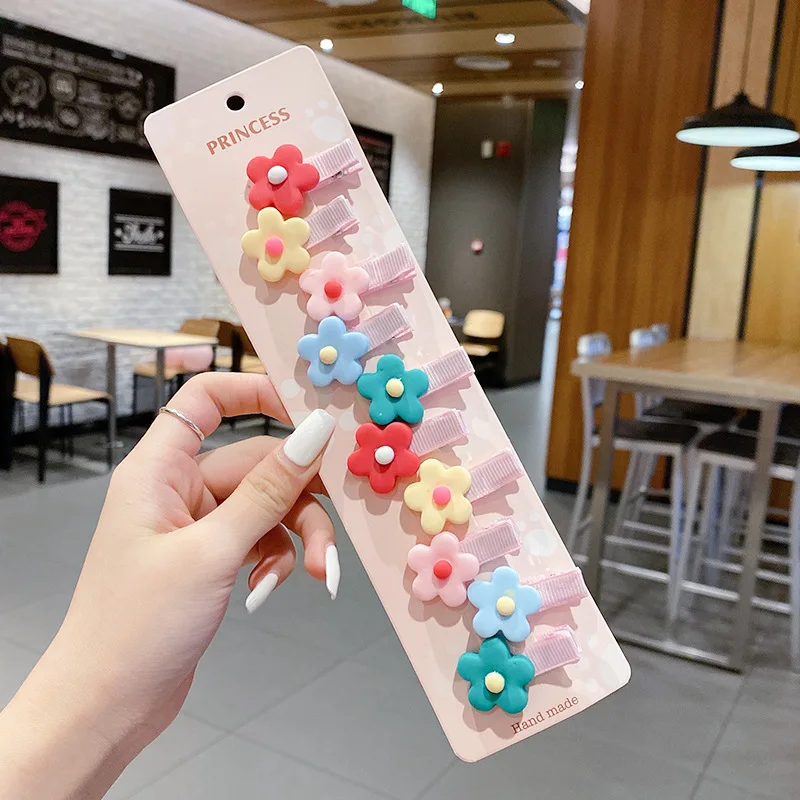 Hair Accessories Girls Hair Clips Cute Pink Candy Color Flowers Kawaii Toddler Hair Clips Daisy Kiwi Strawberry Baby Kids Accessories