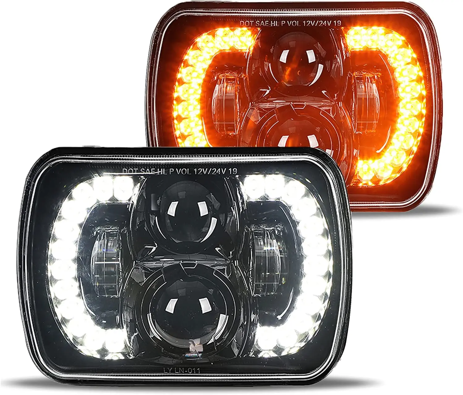 

Светодиодный ные фары 5x7 7x6 дюймов для Jeep Cherokee XJ Wrangler YJ Ford Chevy GMC,H4, дневные ходовые огни, сигнал поворота, Ближний/Дальний свет