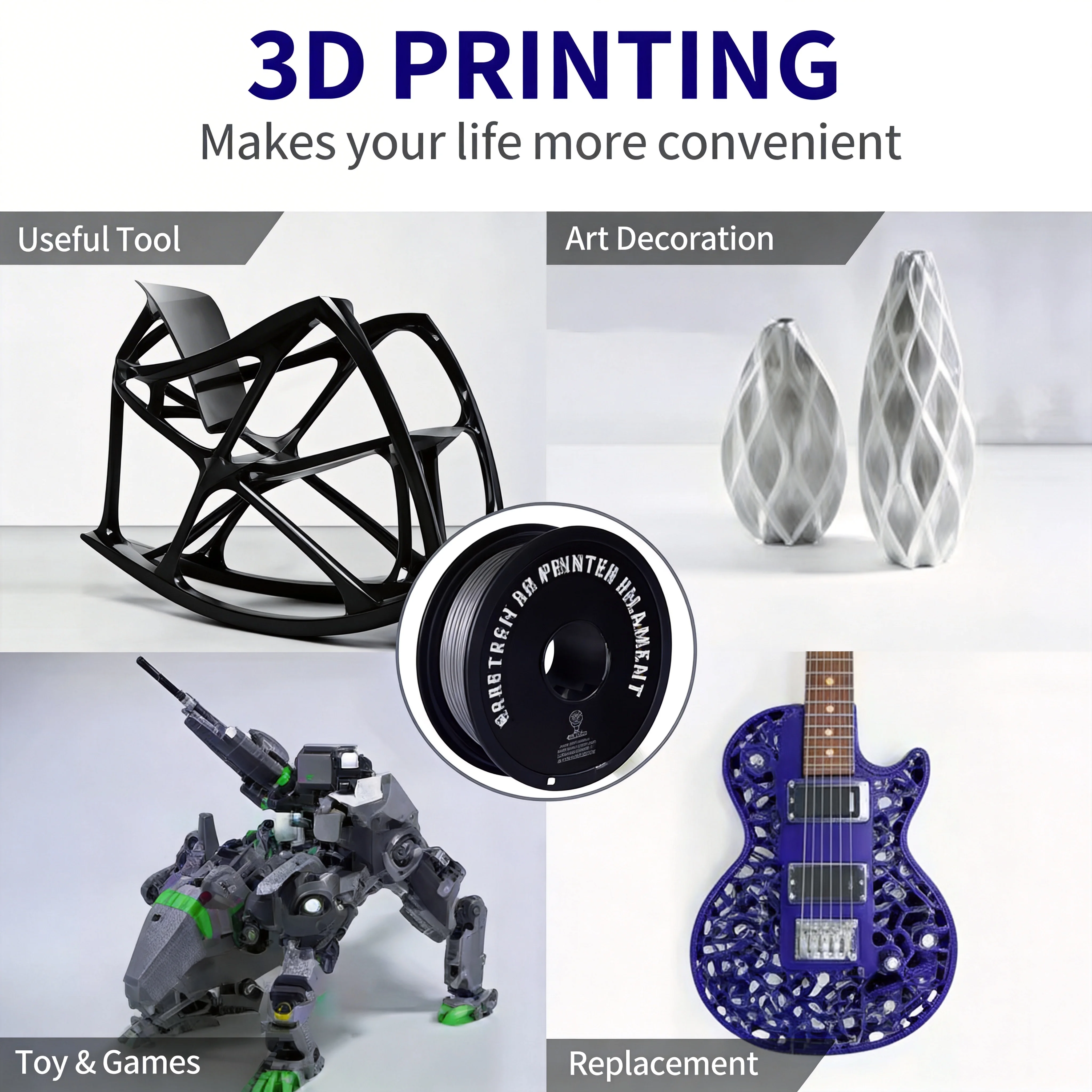 GEEETECH 1KG 순수 PETG 3D 프린터 필라멘트 1.75mm 엉킴 방지..