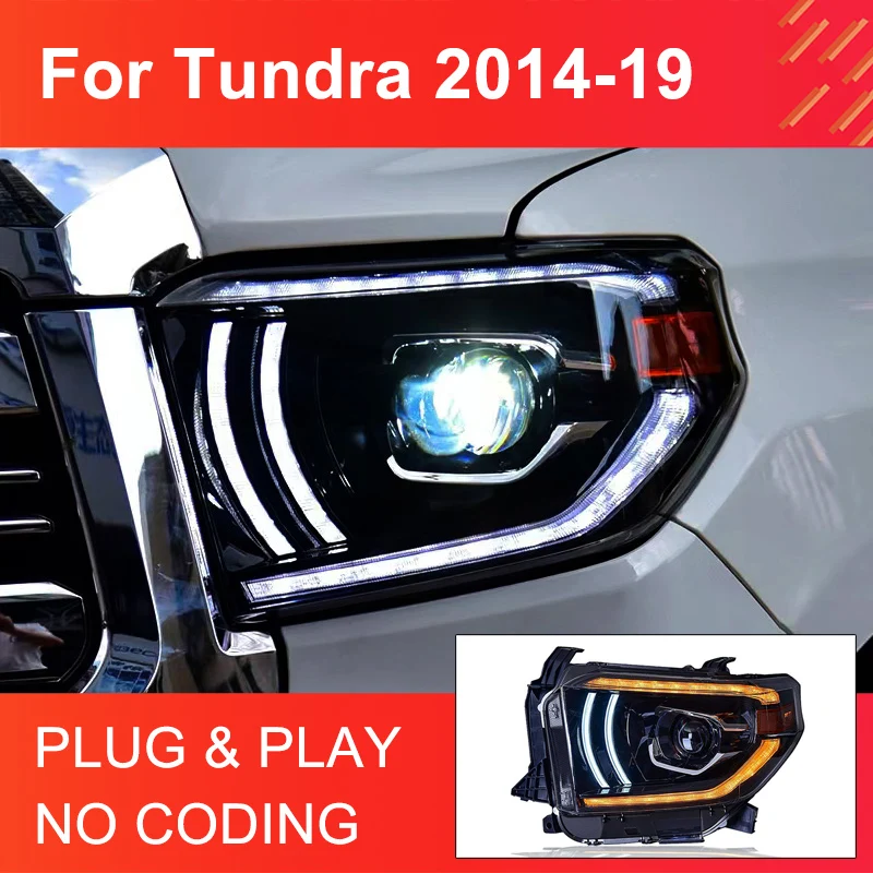 

1 Pair LED Headlight Assembly for Toyota Tundra 2014-2019 Headlights Plug and Play with DRL Dynamic Turning Front Head Lights