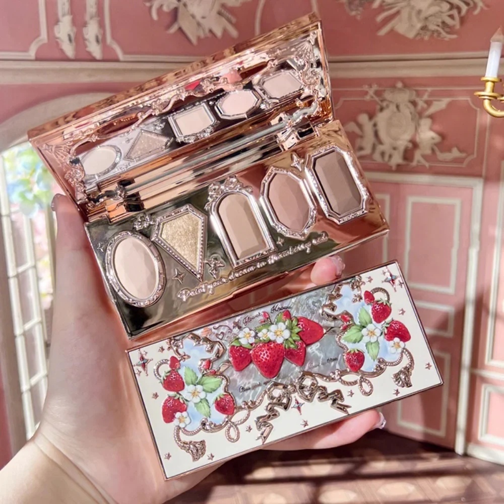 

Flower Knows Strawberry Rococo Moonlight Mermaid Jewel Eyeshadow 5-Color Palette Pearlescent Mashed Potatoes Makeup Cosmetics