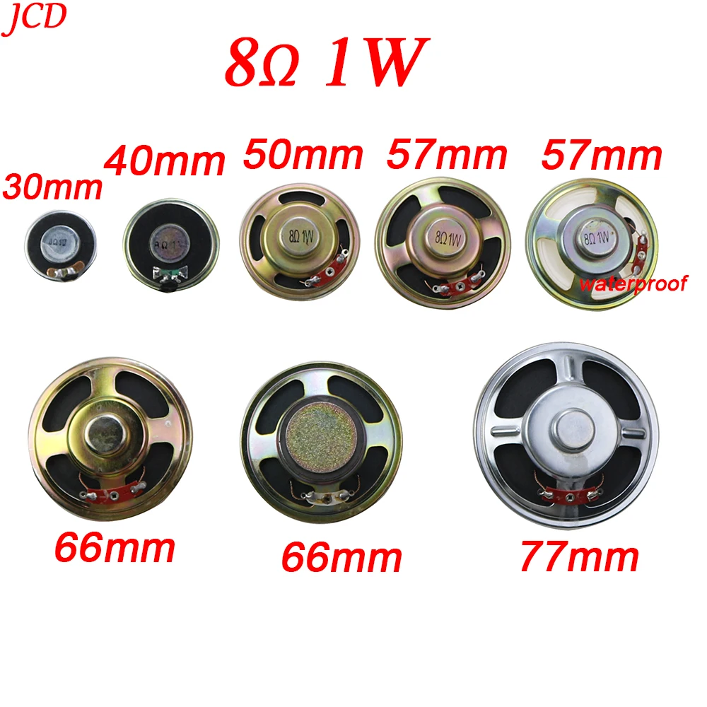 오리지널 초박형 미니 스피커, 라우드 스피커, 8 옴, 8, 1 와트, 1 W, 8R 직경, 30mm, 40mm, 50mm, 57mm, 66mm, 77mm, 2 개, 신제품