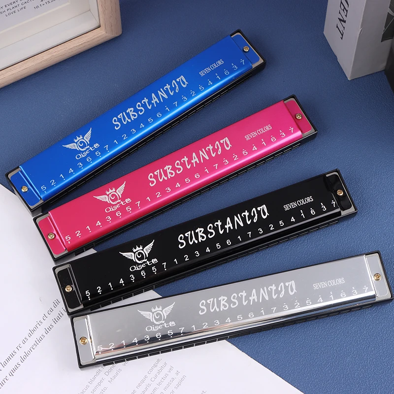Chromatic Harmonica Diatonic Harmonica Kids Harmonica 24 Holes Professional Harmonica Metal Harmonica Key of C With Case Mouth Metal Organ For Beginners Musical Instruments