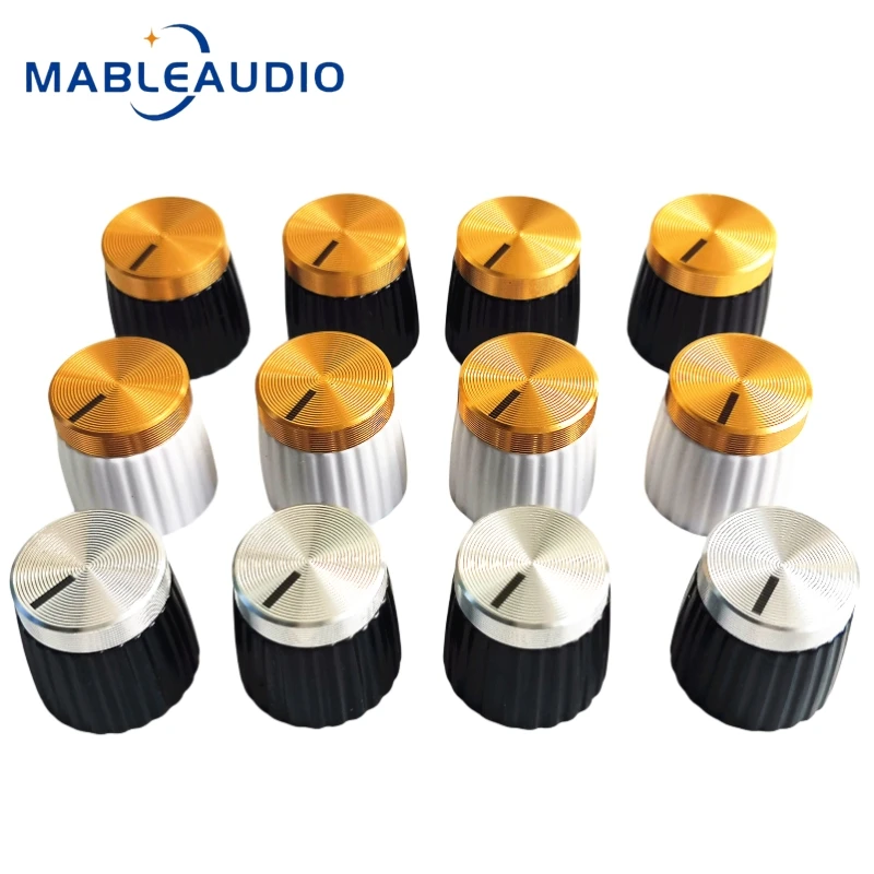 2 Stück 16x15mm Gitarren effektor Audio verstärker Ton knopf Gold und Silber Aluminium kappe 18t d-förmiger Griff mit innerem Kupfer teil