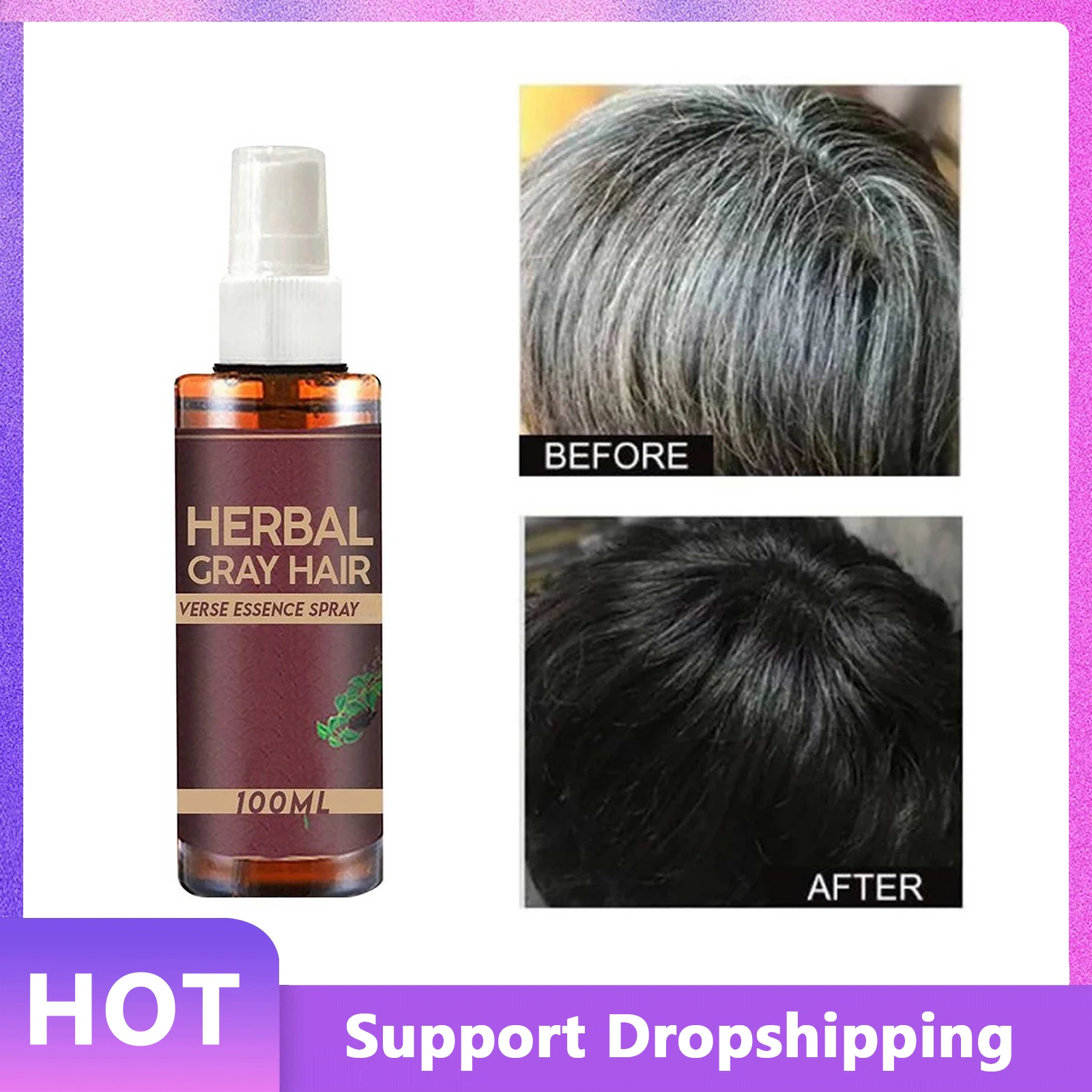 100ml Anti White Hair Spray Herbal Reduce Gray Spray Repair Hair Scalp