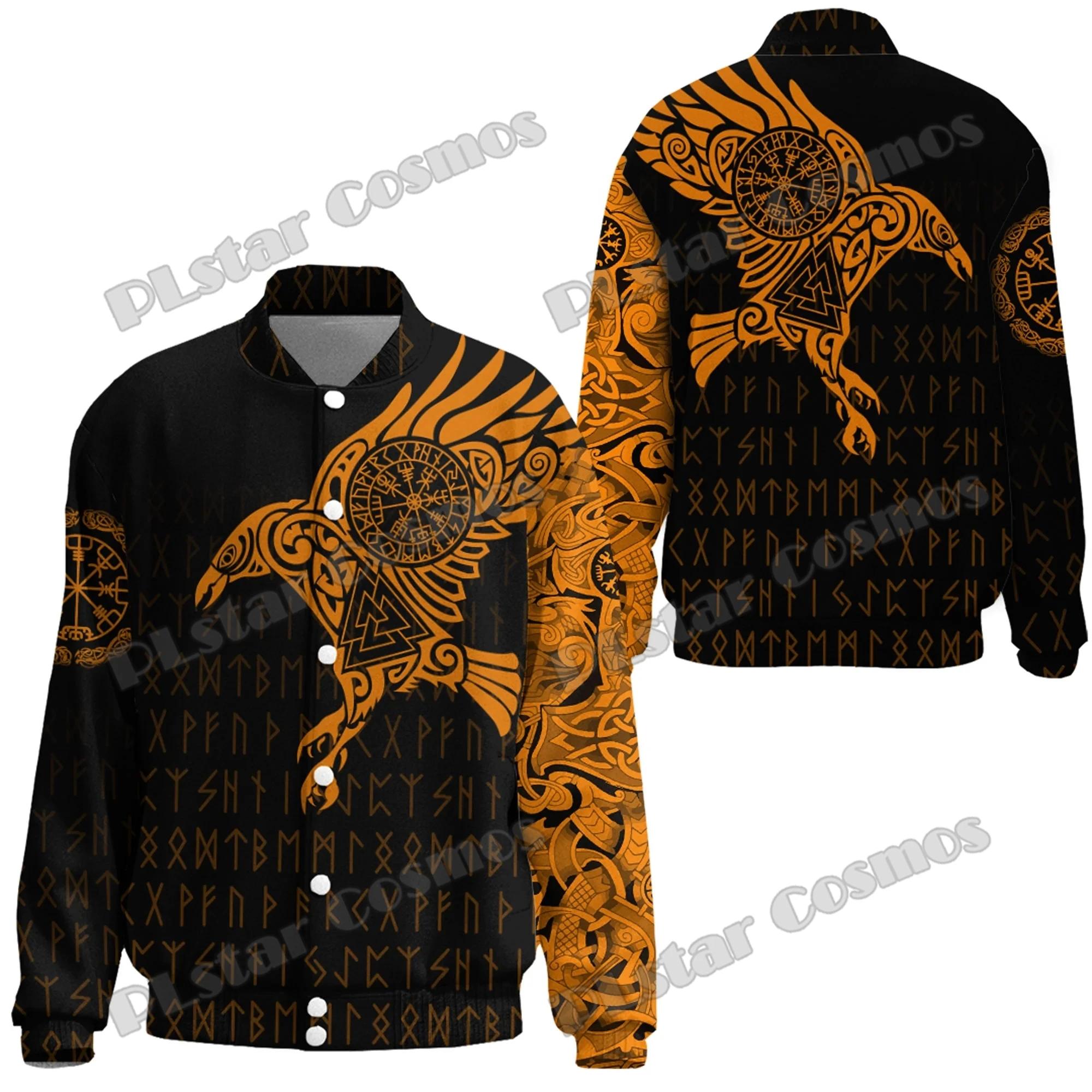 The Raven Of Odin Tattoo Red 3D Printed Fashion Men's Thicken Stand-Collar Jacket Unisex Casual Winter Baseball Jacket FX45