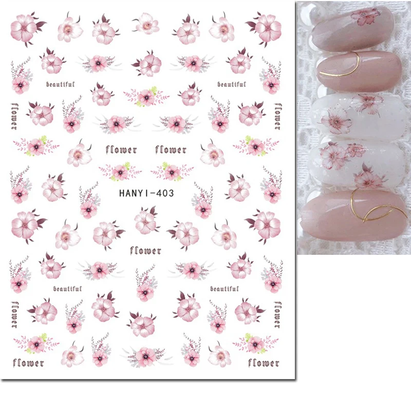 3d Nail Art Decals Winter Grey White Florals Flower Leafs Dandelions Adhesive Sliders Nail Stickers For Manicure