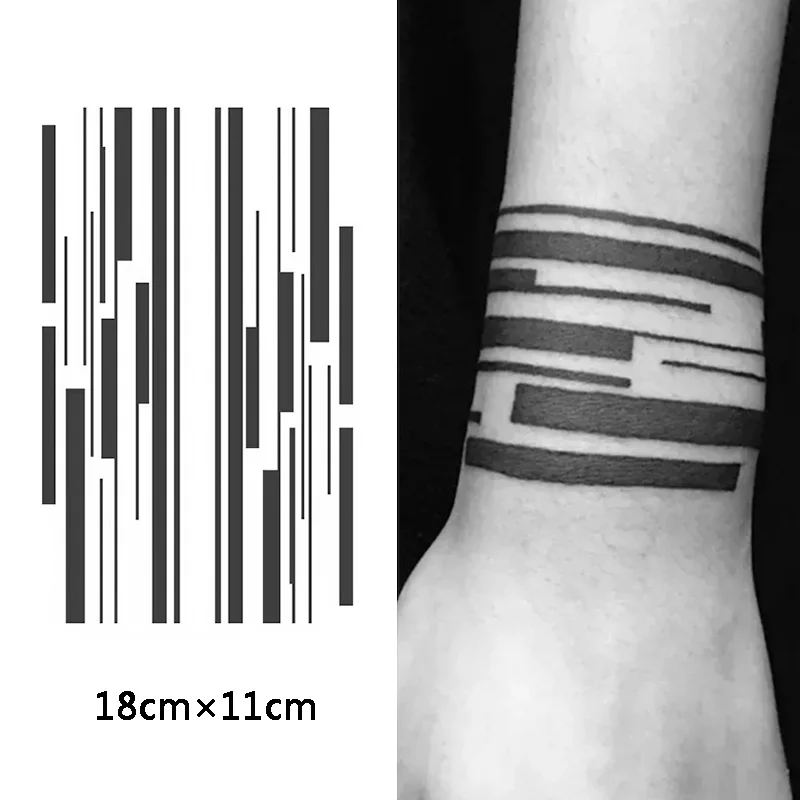 Tattoo Sticker Line Arm Ring Herbal Juice Semi-permanent Tatouage Temporaire Waterproof Lasting Fake Tattoo Men Women Tatuajes temporary tattoos