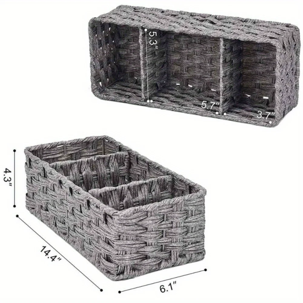 Rectangular rattan storage baskets, shallow wicker decorative baskets sold in bulk, and hand-woven nesting bread baskets. 3