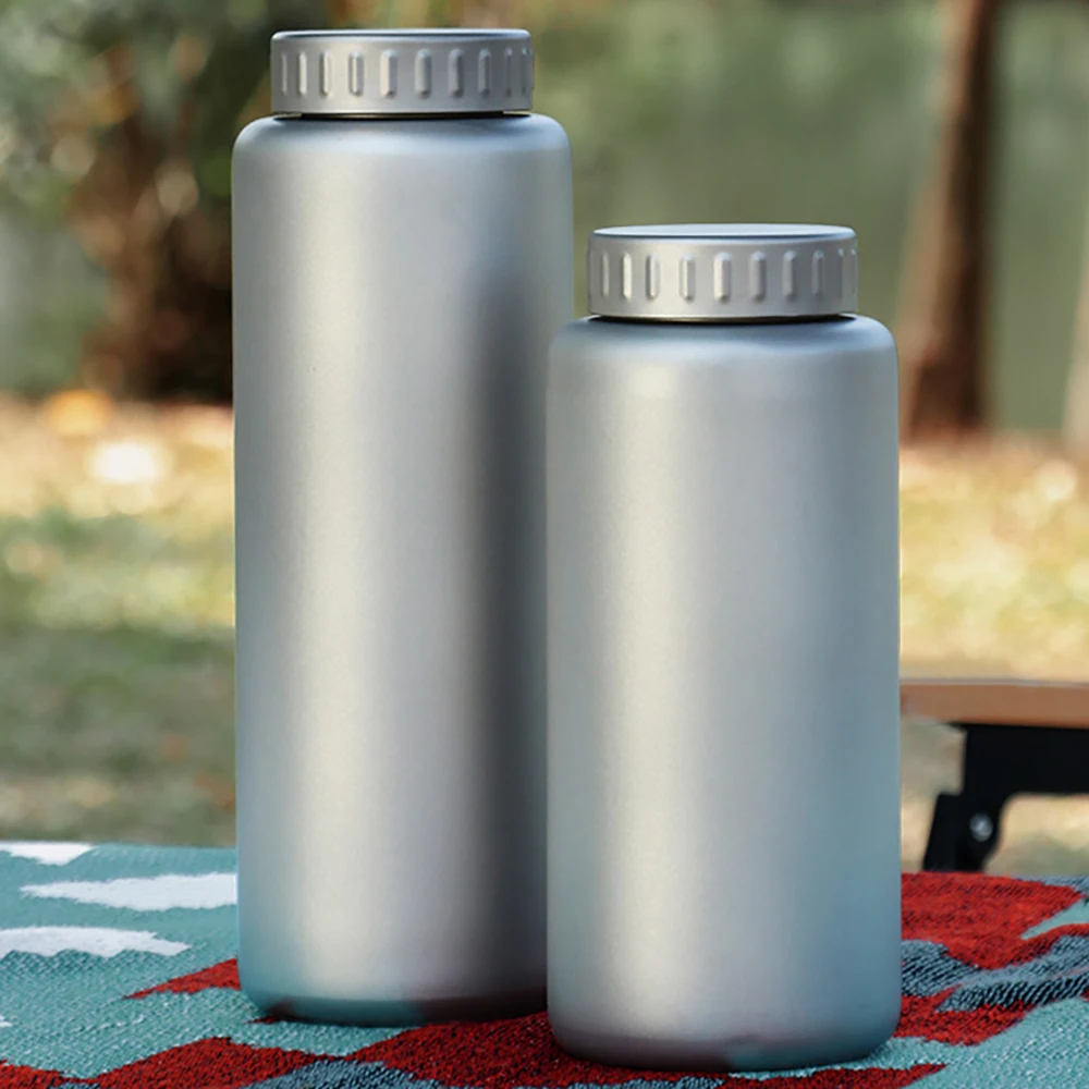 Large Capacity Titanium Water Bottle Single Layer Wide Mouth Drinking Bottle Canteen Leakproof Outdoor Sports 1200ml 1500ml