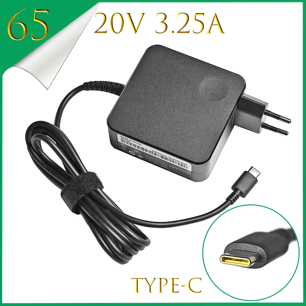 Usb Tipo-c ac Laptop Carregador Adaptador de Alimentação Carregador para Lenovo Thinkpad x1 Carbon Yoga X270 X280 T580 P51 P52s E480 E470 s2 20v 3.25a 65w