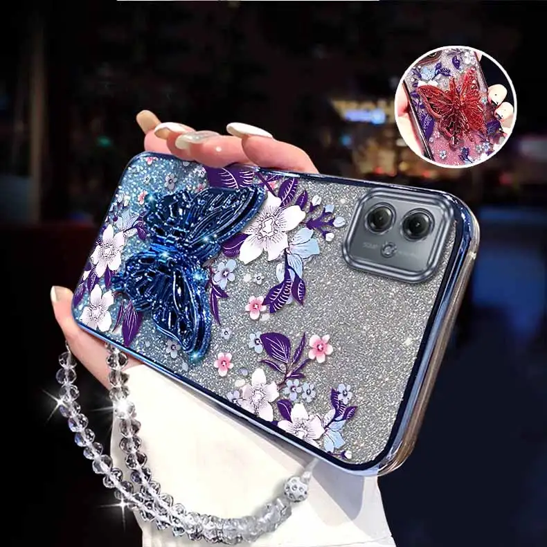 Purple Orchid Plating Bracelet Holder Phone Case