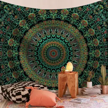 Arazzo da parete con mandala indiana, tessuto Boho Hippie, grande arazzo con elefante, interno, camera da letto, dormitorio, arredamento estetico 1