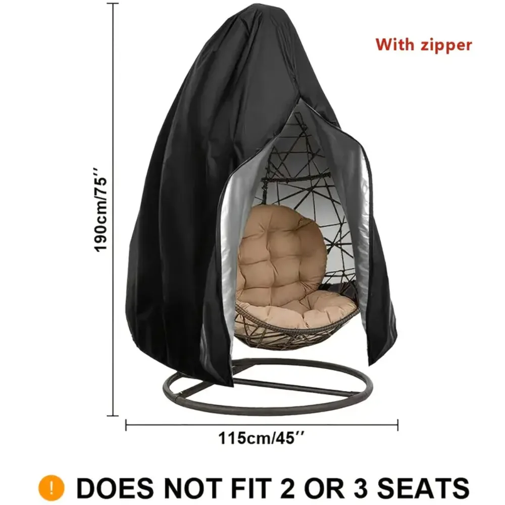 Patio Hanging Egg Chair Cover Zipper Waterproof Windproof Swing Chair Covers Buckle Outdoor Weather Resistant