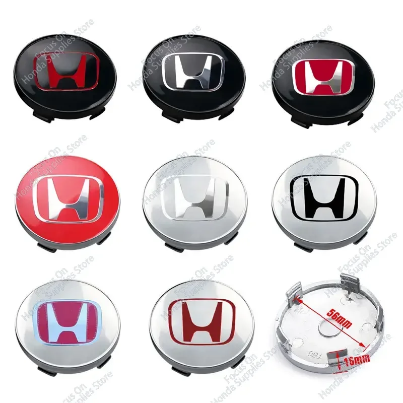 Wheel Hub Covers Wheel Hub Caps 4pcs 56/60mm Car Wheel Center Hub Center Cap Rim Hub Dustproof Cover Emblemem For Honda Civic Fit Jazz Accord Pilot CRV City CRX