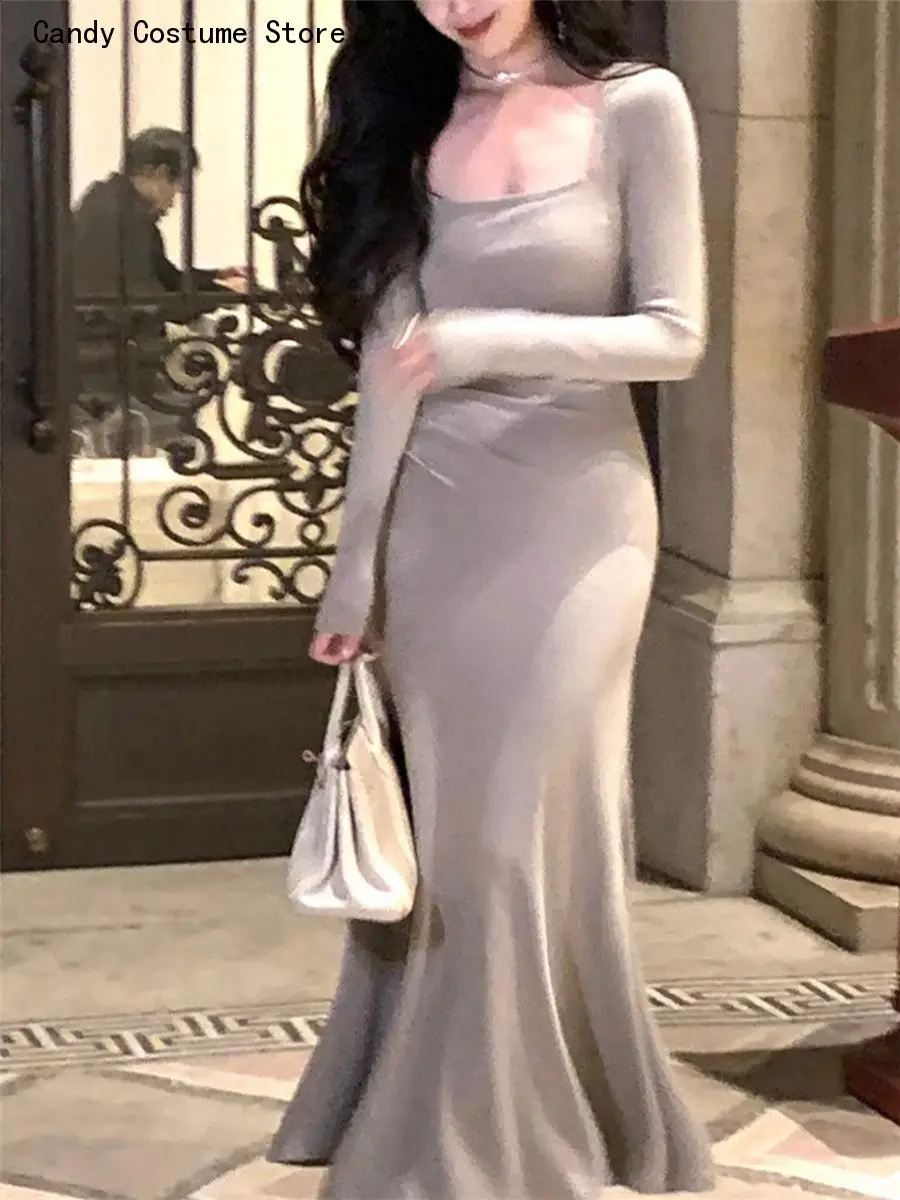 

Elegantwomen Party Summer Korean Dresses Female Fashion Slim Clothinglong Mermaid Dress New
