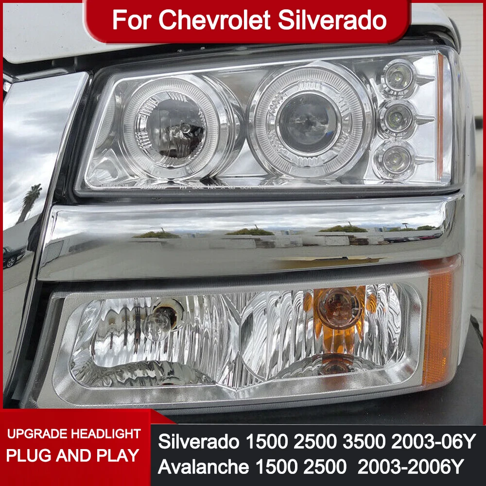 

Для 2003 2004 2005 2006 Chevy Chevrolet Silverado Лавина 1500 2500 3500 HD классические фары в сборе лампы автомобильные аксессуары