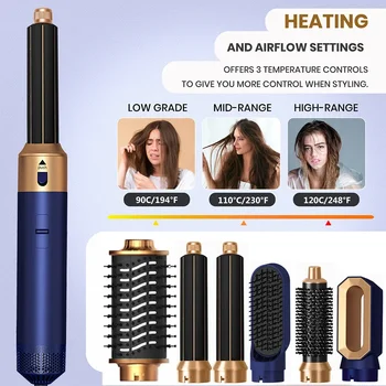 6 in 1 Hair Dryer One-step Hot Air Comb Set Professional Air styling Curling Iron Hair Straightener Styling Tool Hair Dryer 10