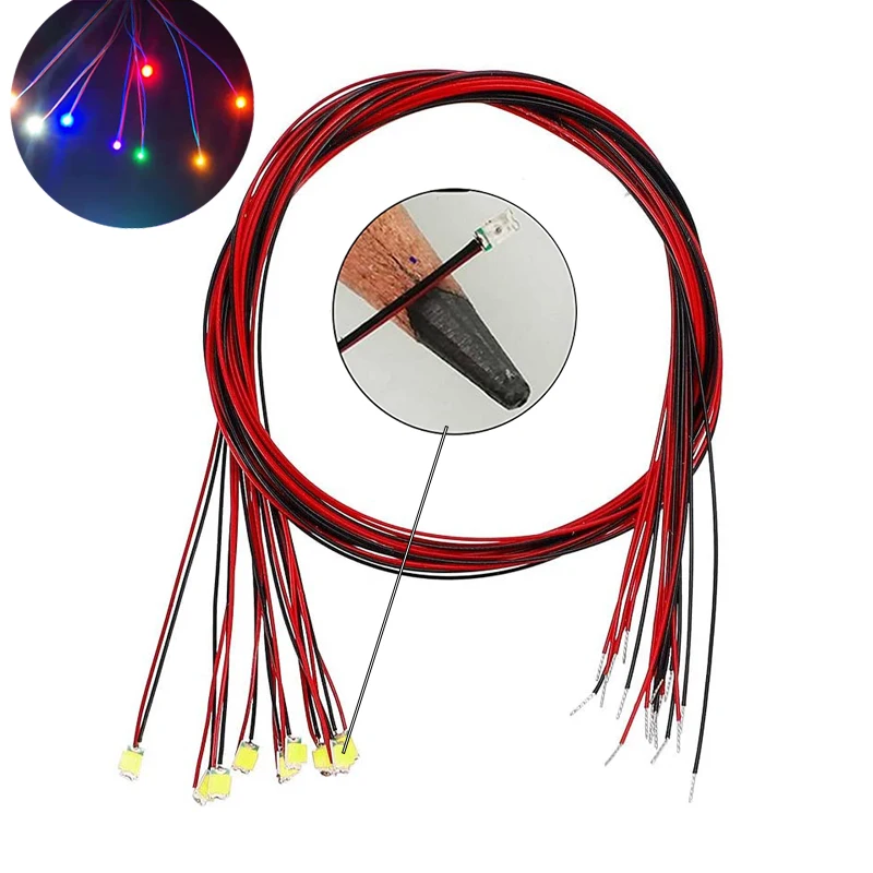 led lamp led chip led lamp bulb led lamp beads 10pcs 0402 0603 0805 1206 Smd Lamp Pre Wired Micro Led Pre-Soldered Micro Litz Wired Chip 30cm 3v Railway Model Gundam Scenes