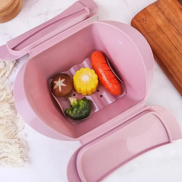 Silicone Steamer Box with Lid Professional Fish Steamer Silicone Steamer Microwave Food Grade Kitchen Gadgets 4