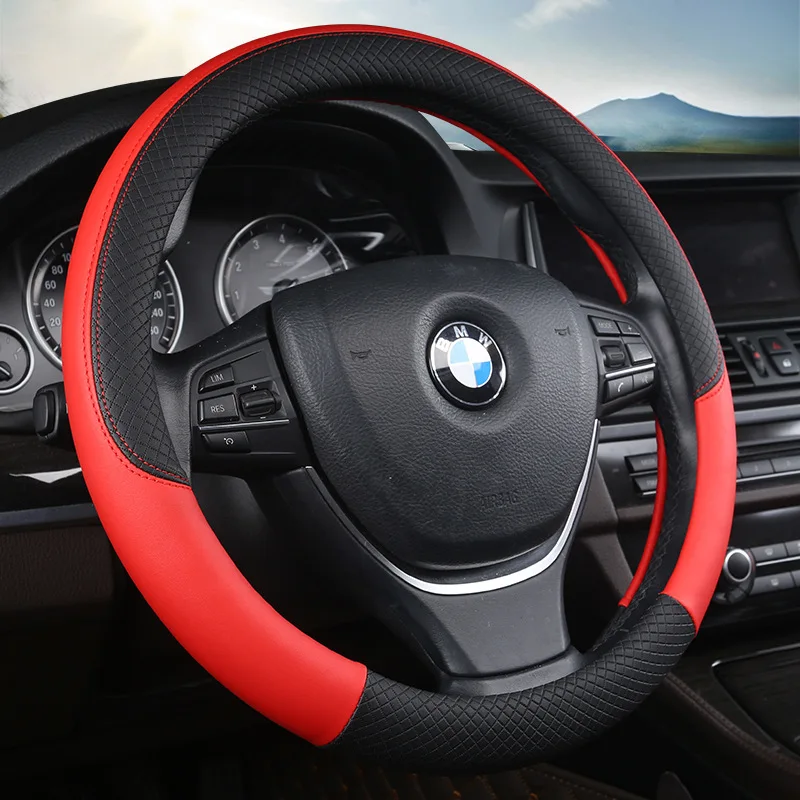 Funda de cuero PU para volante de coche para BMW, todos los modelos E39, E46, E60, E87, E90, F10, F20, X1, X2, X3, X4, X5, X6, accesorios interiores