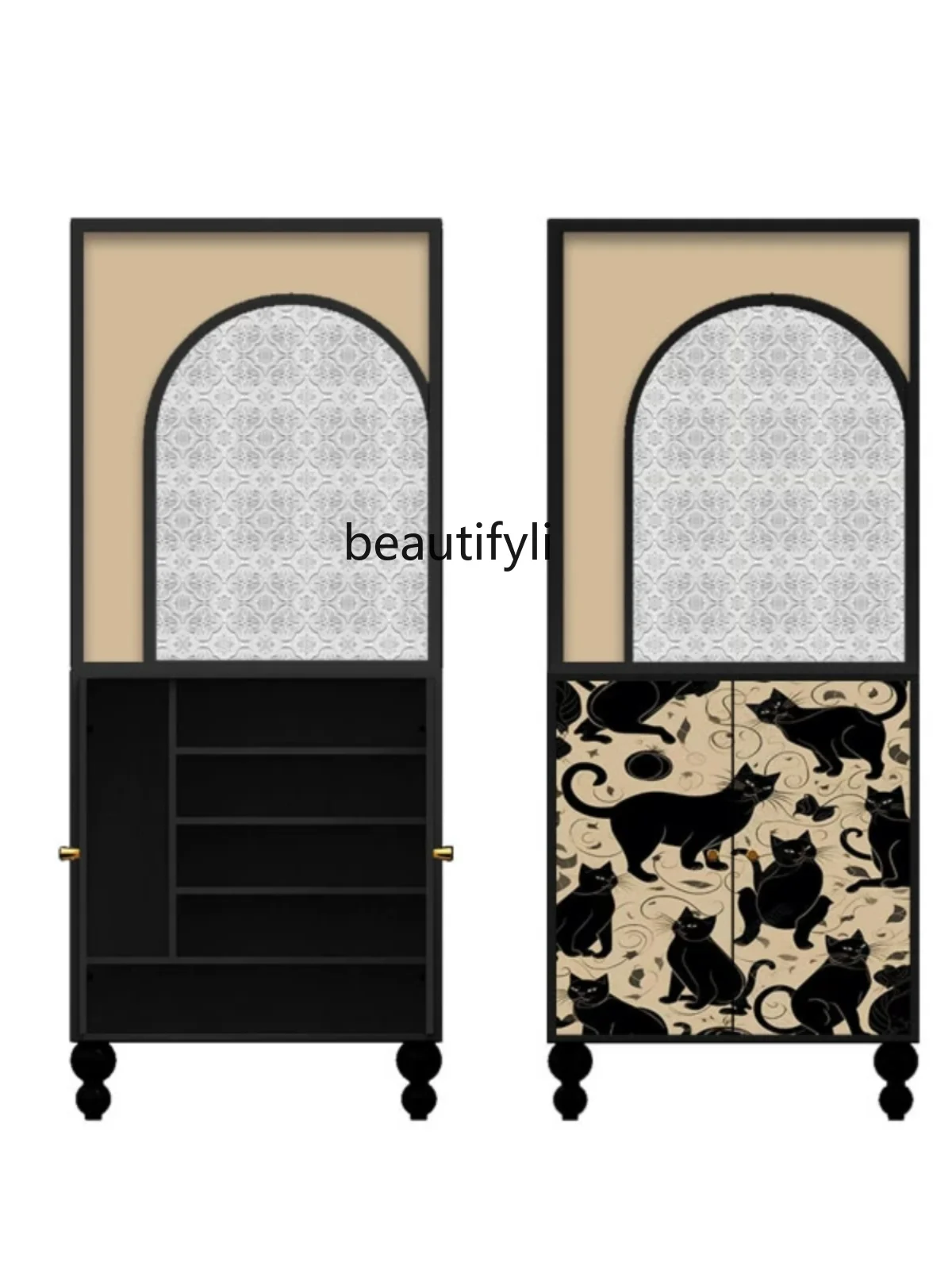 

Changhong Begonia Glass Locker Household Entrance Cabinet Covering Solid Wood Retro Side Cabinet Chinese Ancient Style