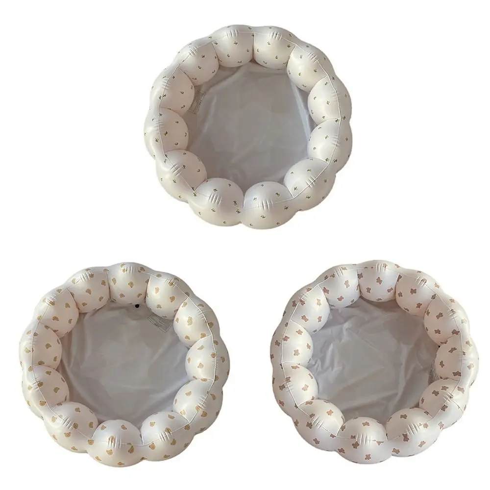 Foldable Bear Inflatable Swimming Pool Olive PVC Baby Ball Pit Fence Petal Shape Korean Style Play Water Bathtub Bath Basin