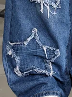 Nouveau jean droit tendance Y2K cinq étoiles pour fille, taille élastique, tissu confortable, adapté à toutes les saisons à porter. 6