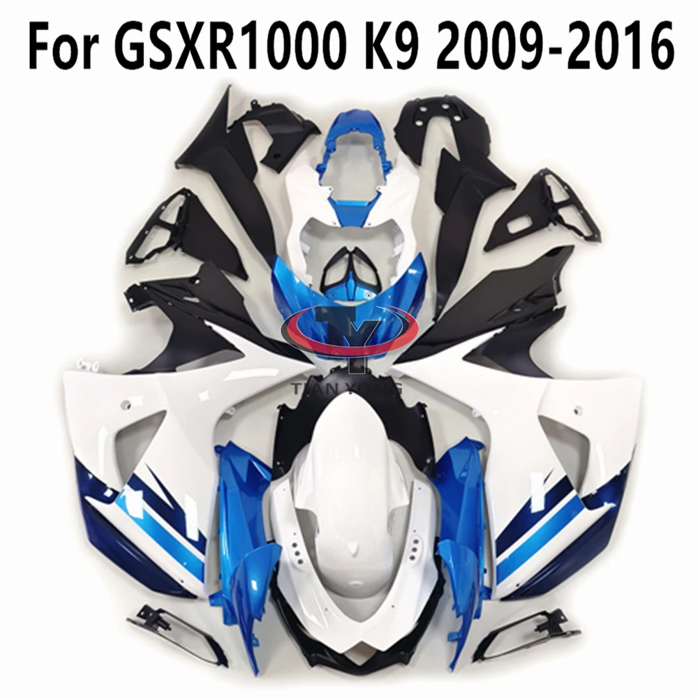 

Корпус для GSXR1000 K9 2009 2010 2011 2012 2013 2014 2015 2016 полный комплект обтекателей яркий белый синий цвет