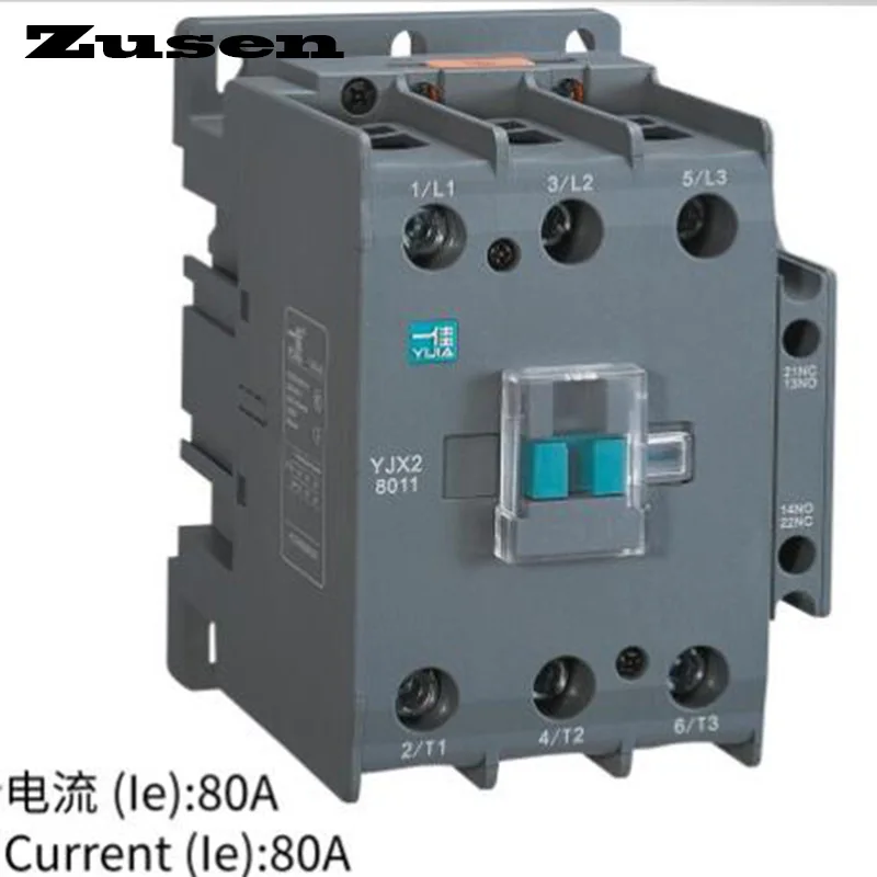

Zusen YJX2-8011 AC Контактор 80A 3-фазный 3-полюсный 1NO1NC катушка напряжения 380V 220V 110V 36V 24V 50Hz