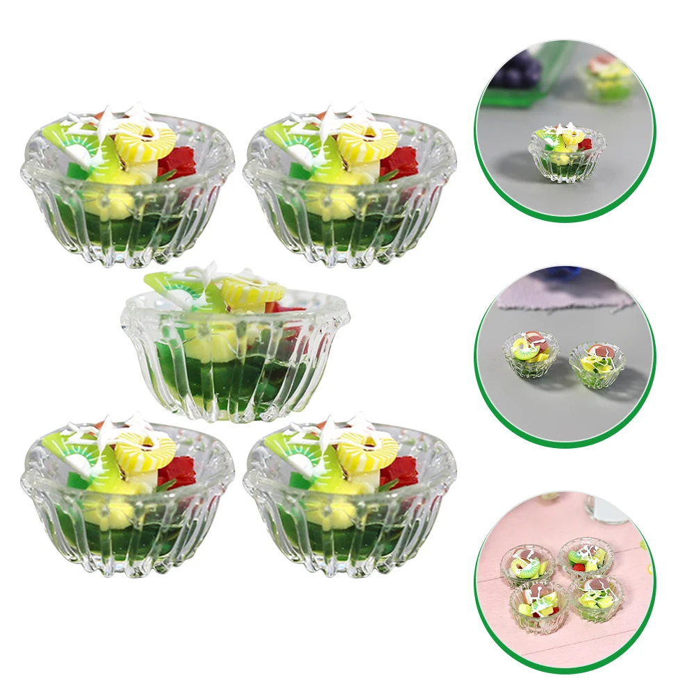 

5 Pcs Miniature Salad Decor Bowl Decor Mini Green Salad Miniature Bowl Model Toys Models House Decoration Food Foods