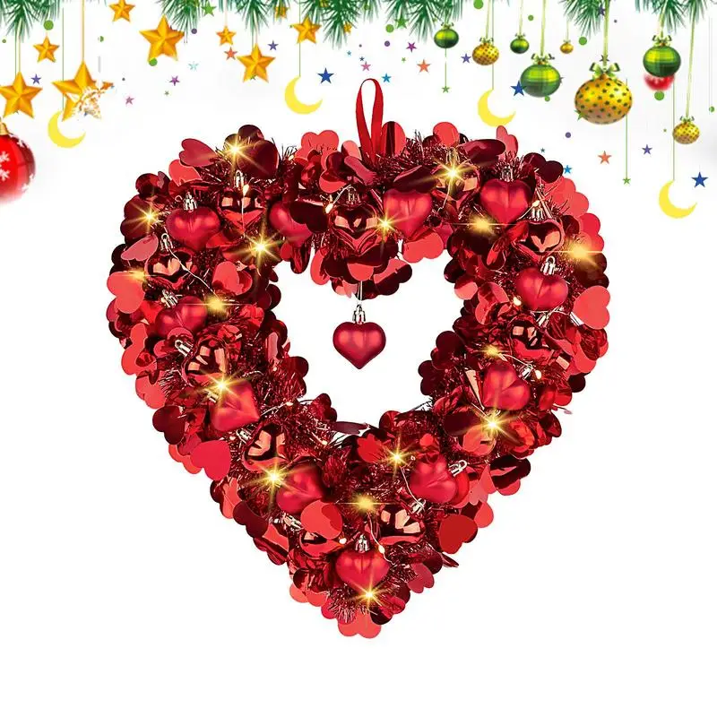 

Венки на День святого Валентина, декор в форме сердца, блестящий любовный венок для предложения, украшение для исповедь, свадебное украшение