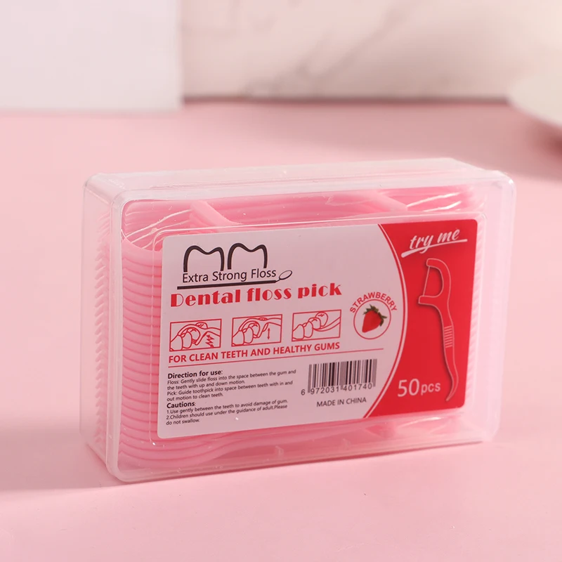 Dental Floss Stick 50Pcs/Box Floss Toothpick Set Colorful Fruit Flavor Tooth Cleaning Dental Pick Oral Hygiene Care