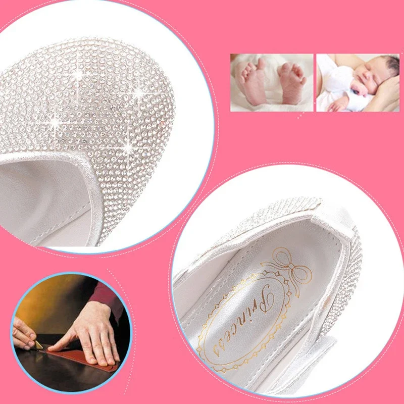 Girls Kids Leather Shoes Girls Princess Glitter Dress Wedding Party Shoes Butterfly Silver Gold for Child Girl