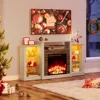 Fireplace TV Stand with LED Lights and Power Outlets, TV Console for, Entertainment Center with Adjustable Glass Shelves 2
