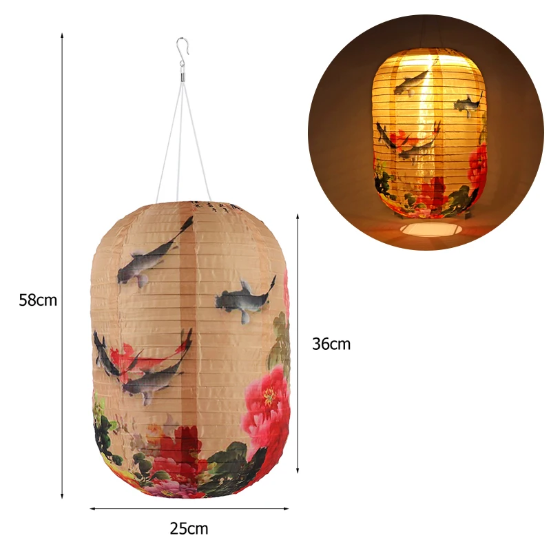 Lanterna Solare Cinese/Giapponese In Nylon - LED Caldo, Pieghevole, Per Giardino E Feste (Diametro 25 Cm) - 2