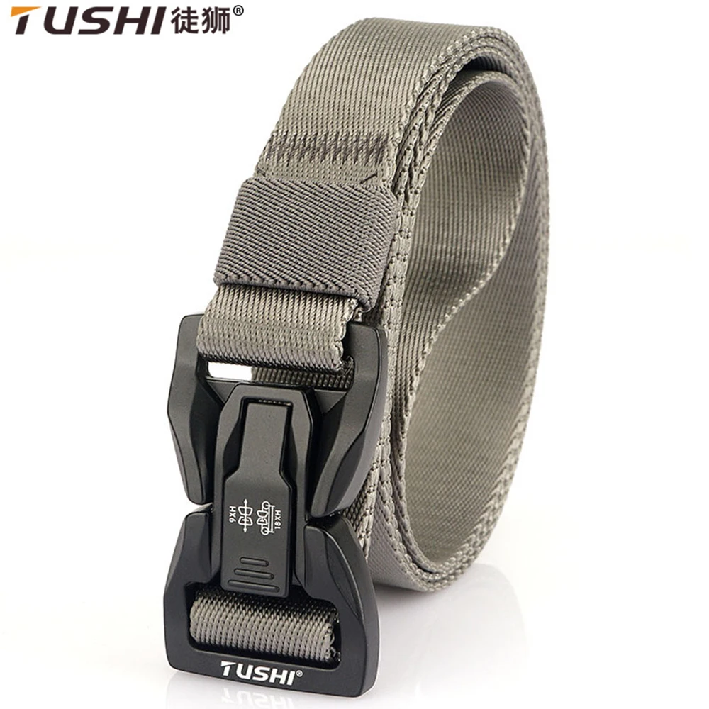 TUSHI New Metal Quick Release Pluggable Buckle Tactical Belt Wear-resistant Nylon Belt For Men Outdoor 2.5cm Work Belt Quick Dry
