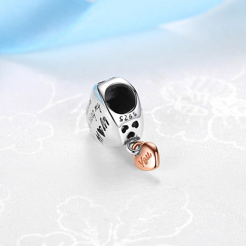 925 Sterling Silver Charms Love Heart Mom Beads Pendant Fit Pandora Bracelets Necklaces Women DIY Jewelry
