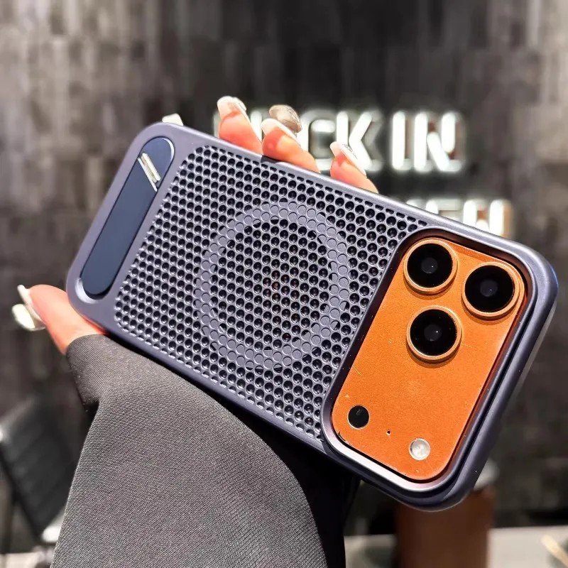 Honeycomb Grid Magnetic Case with Alloy Bracket and Heat Dissipation Kickstand