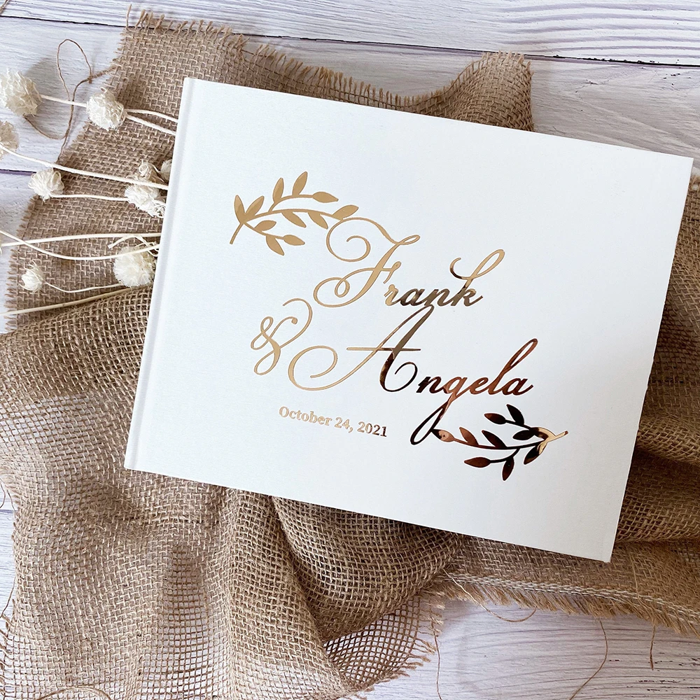 PersonalisedWeddingWhiteGuestBookCustomElegantMrandMrsMessage
