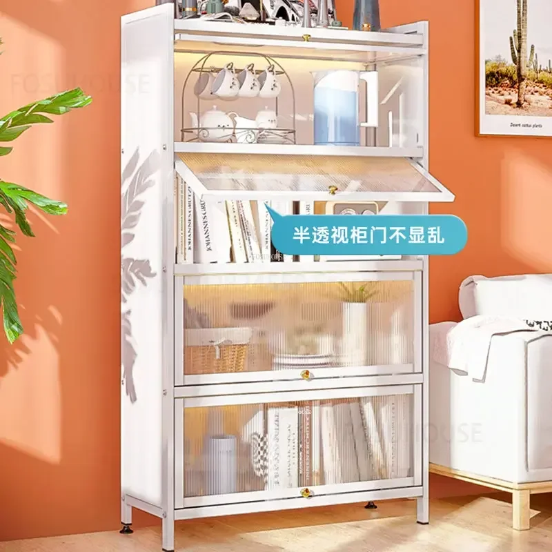 Home Kitchen Furniture Nordic Iron Kitchen Cabinets Living Room Balcony Multi-layer Crevice Snack Storage Cabinets with Wheels E 4