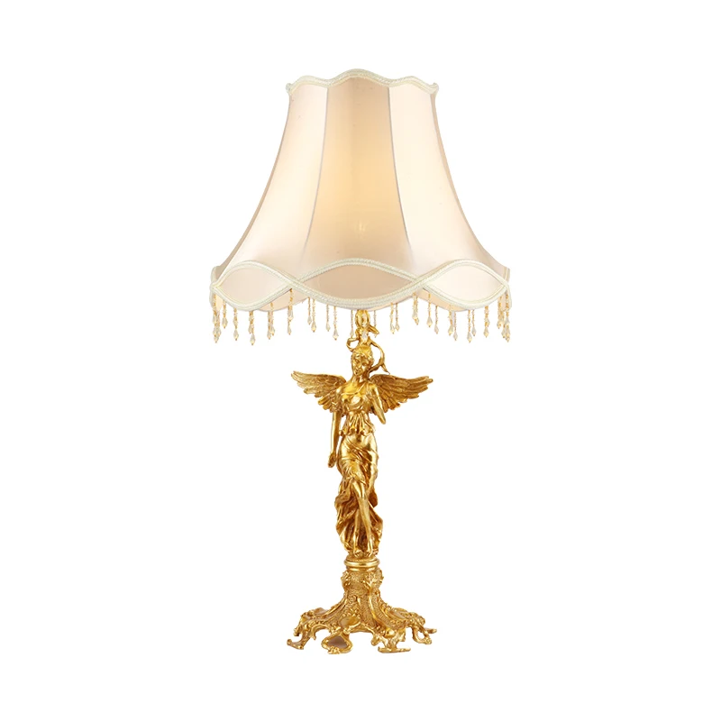 

DINGFAN Baroque Vintage Angel Decorative Lighting American Style Table Lamp Antique Brass Lamps Luxury